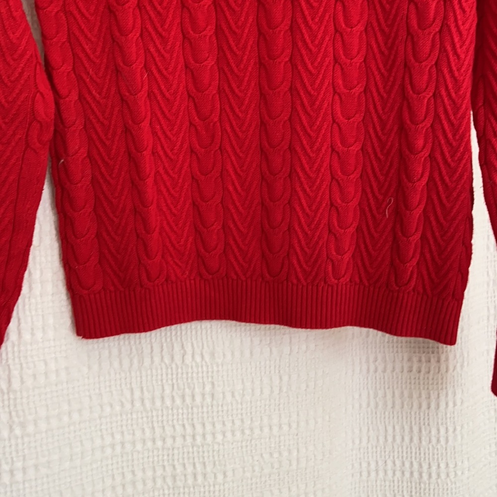 #7 Land’s End Cable knit Sweater WM SZ XS Petit Red - Picture 5 of 9